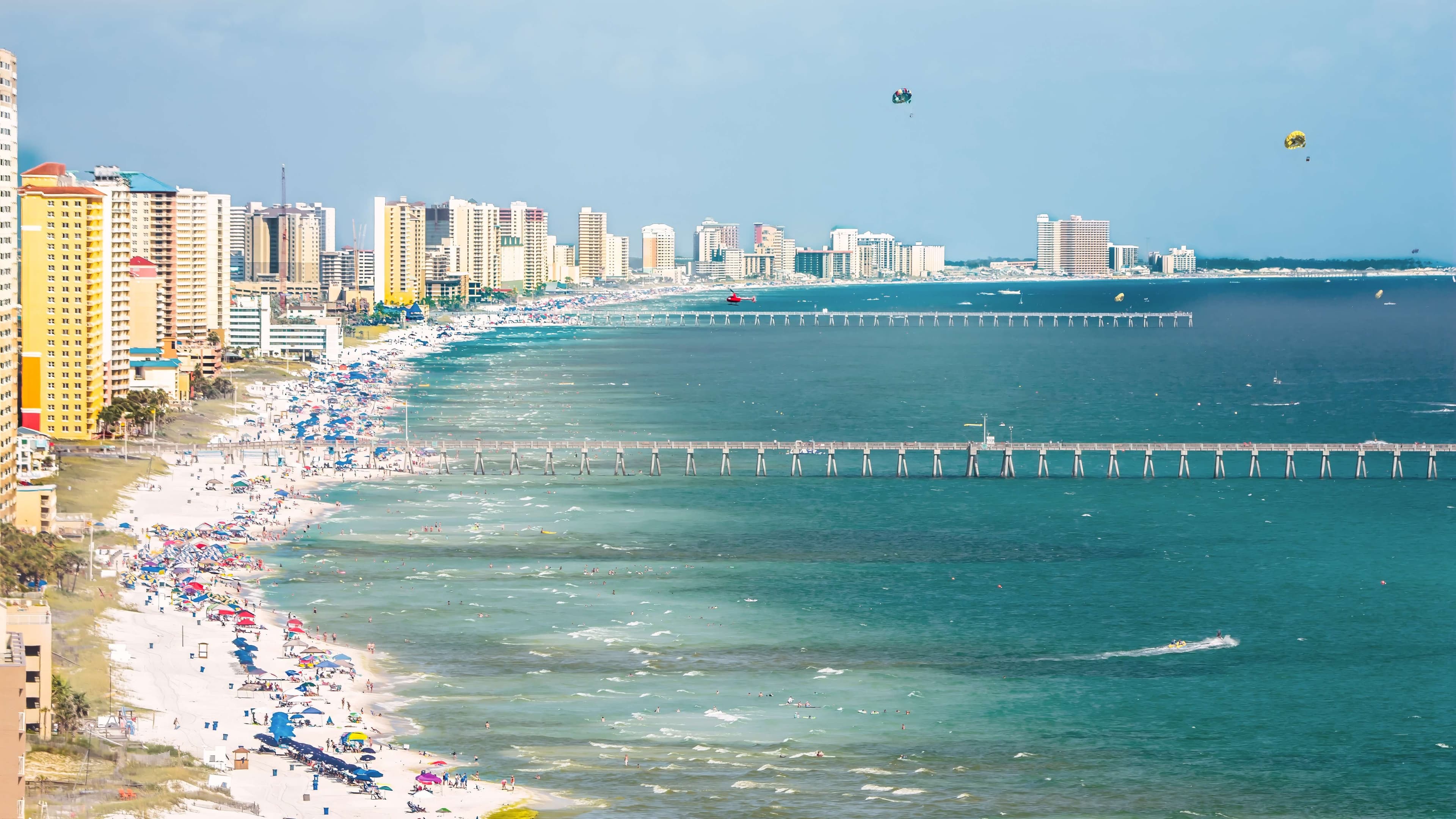 A panoramic view of the Florida Panhandle beach